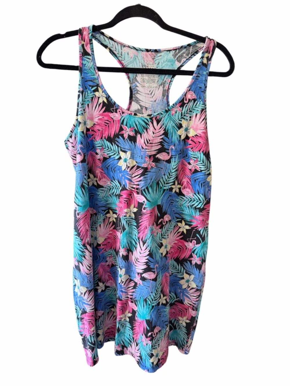 secret treasures Tropical Floral Tank Dress in Pink, Teal & Blue size small